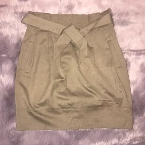 BCBGMaxazria Pleated Belted Skirt Linen Size 8